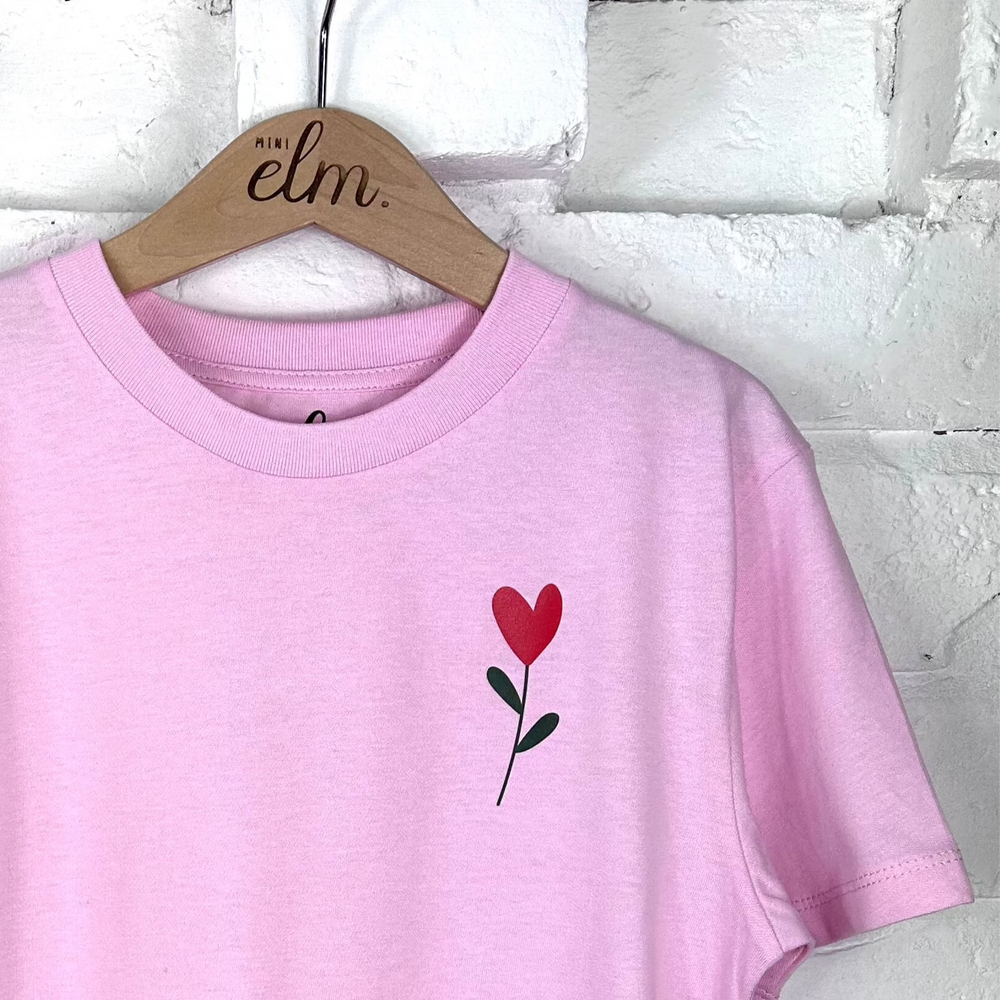 love heart flower organic tshirt