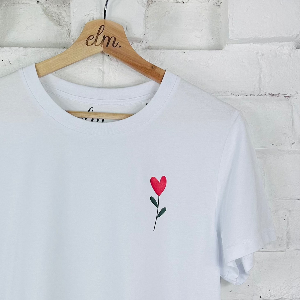 Love heart flower tshirt valentines gift
